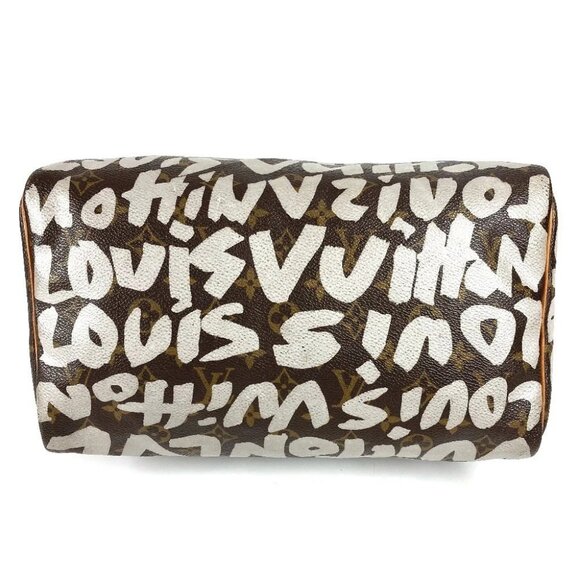 LOUIS VUITTON M92195 MonogramGraffiti Speedy30 Hand Bag Brown/White - Picture 4 of 16